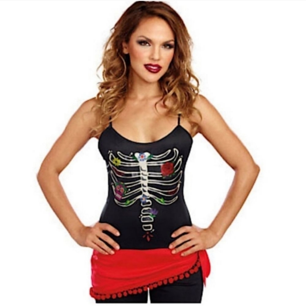 Sexy glow in the dark Suger skull skeleton dead to you tank top M/L